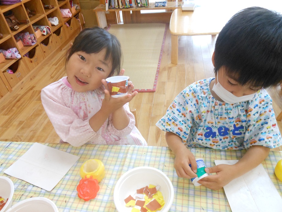 ★年長★　製作遊び　カエルを作ったよ！！