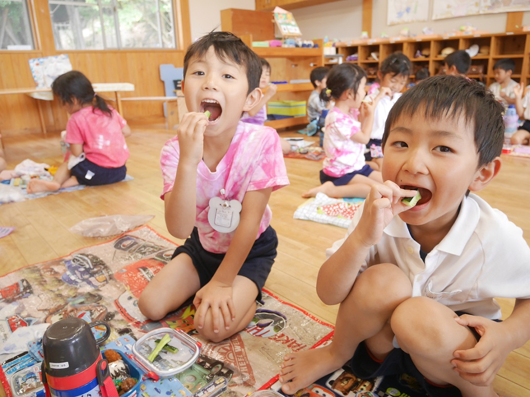 ★キュウリを食べたよ★年長:画像２