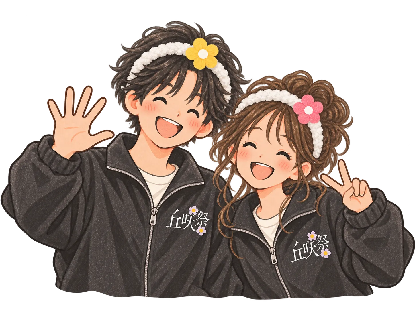 丘咲祭スタッフの学生2人